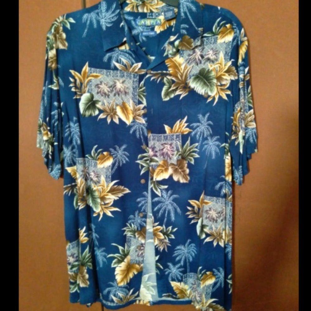 Campia Men's Short Sleeved Hawaiian Shirt Large Rayon Button Up